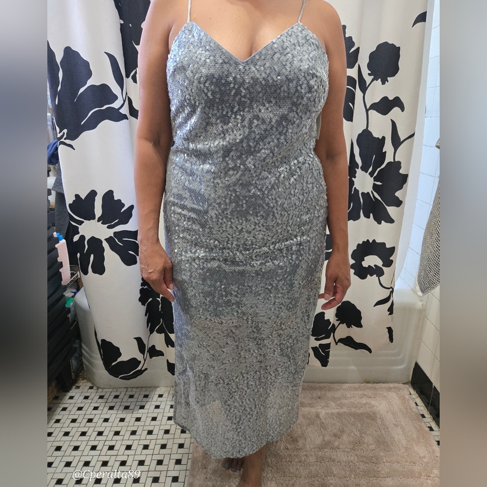 Gray Sleeveless Sheath Midi Dress for Cocktail